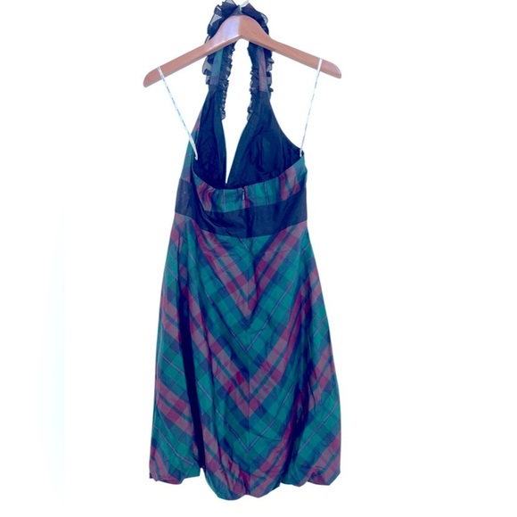 Kay Unger Women's Plaid Halter Cocktail Dress Size 8 - Picture 3 of 11